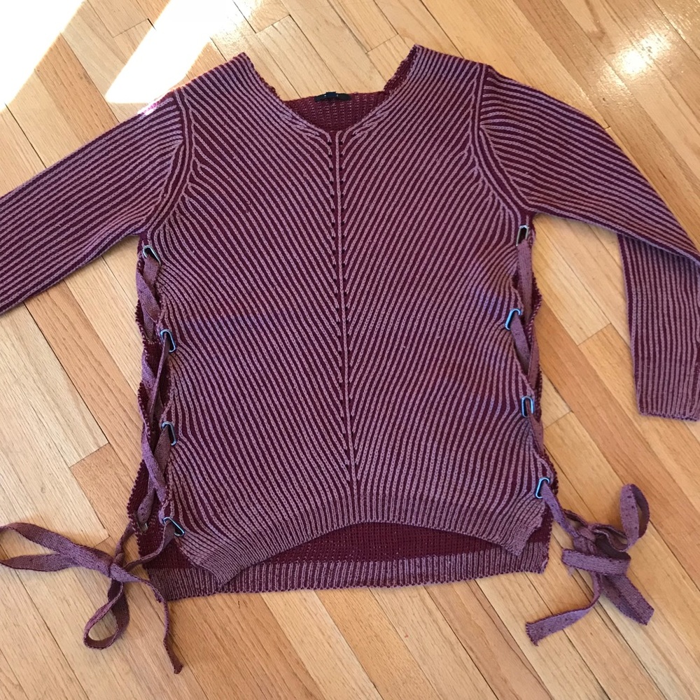 Simple Maroon Striped Sweater